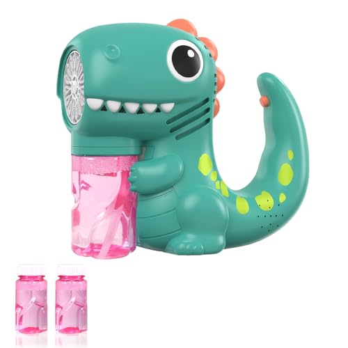 Dinosaurier Seifenblasenmaschine, Dino Seifenblasenspielzeug Kinder, Dinosaurier seifenblasenpistole mit Musik & Seifenblasenlösung für Junge&Mädchen 3 4 5 6 7 8 Jahre (A) von worahroe