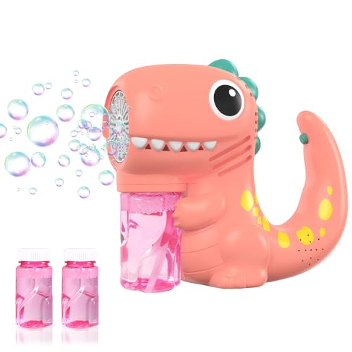 Dinosaurier Seifenblasenmaschine, Dino Seifenblasenspielzeug Kinder, Dinosaurier seifenblasenpistole mit Musik & Seifenblasenlösung für Junge&Mädchen 3 4 5 6 7 8 Jahre （C von worahroe