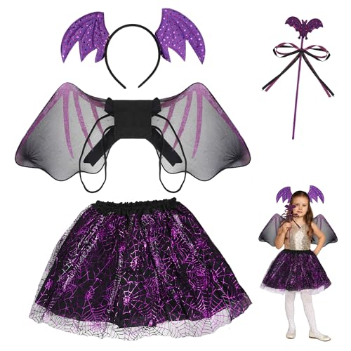 worahroe Halloween Kostüm Kinder Fledermaus, Cosplay Kostüm Mädchen mit Fledermausflügel und Tutu für 3-8 Jahre Mädchen, Party, Mottoparty und Fasching worahroe Halloween Kostüm Kinder Fledermaus, Cosplay Kostüm Mädchen mit Fledermausflügel und Tutu für 3-8 Jahre Mädchen, Party, Mottoparty und Fasching von worahroe