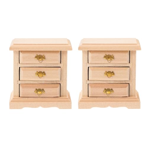 worien 2 Stück Nachttische Nachttisch Möbel Betttisch Miniaturschrank Nachttisch Schrank Requisiten Holzschrank von worien
