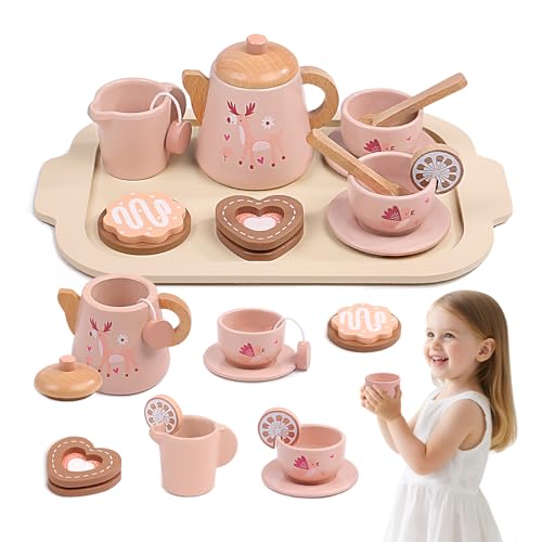 Teeservice Kinder Holz Tee Set Kinderküche Zubehör Teeparty Holzspielzeug Rollenspiele Geschirrset Spielküche zubehör Teeset Kinderspielzeug Küchenzubehör Geschenk für Mädchen Jungen Kleinkinder ab 3+ Teeservice Kinder Holz Tee Set Kinderküche Zubehör Teeparty Holzspielzeug Rollenspiele Geschirrset Spielküche zubehör Teeset Kinderspielzeug Küchenzubehör Geschenk für Mädchen Jungen Kleinkinder ab 3+ von wotoyd