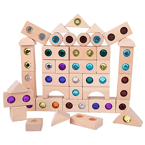 woyufen Acryl-Bausteine | Buntes Edelstein-Holzspielzeug,Transparentes Windows Blocks Game, Sensory Toys für Eltern-Kind-Interaktionsspiel von woyufen