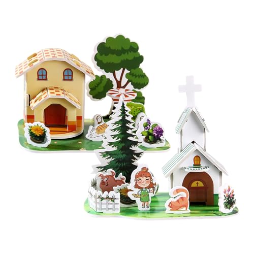 Dreidimensionales Puzzle-Set-Kinder dreidimensionale Rätselausbildung Spielzeug | Miniatur -Szene Frühes Lernen Interaktion Aktivität für Mädchen zu Hause Spaß von wqibq