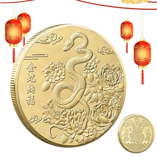 wqibq 2025 Jahr der Schlangenmünze, chinesische Schlangenmünze, Chinesische Schlangenmünze zum Neujahr 2025, Dreidimensionale Relief-Schlangen-Jahresmünze für Münzsammlung, Schrankpräsentation, von wqibq