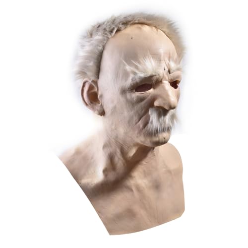 wqibq Alte Latexmaske für Halloween - realistischer älterer Mannkopfschmuck - farthish laktische Maske - Horrorkostüm für Partys, Karneval und Cosplay von wqibq
