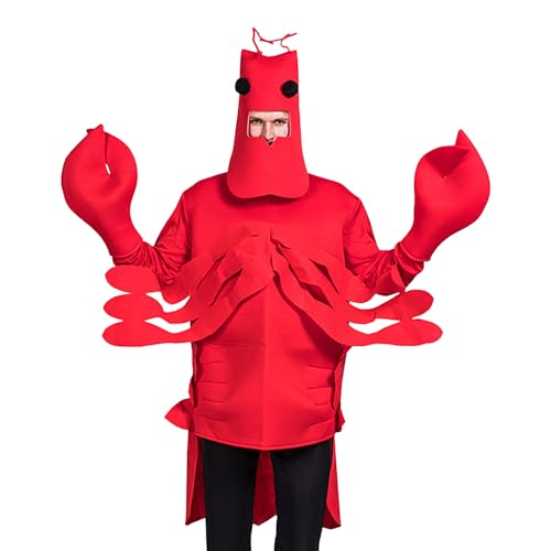 wqibq Krabbenkostüm für Erwachsene,Hummerkostüm für Erwachsene - Krabbenkostüm Bequemer roter Kapuzenoverall - Comfy Wear Bodysuit Unisex für Halloween Damen Herren wqibq Krabbenkostüm für Erwachsene,Hummerkostüm für Erwachsene - Krabbenkostüm Bequemer roter Kapuzenoverall - Comfy Wear Bodysuit Unisex für Halloween Damen Herren von wqibq