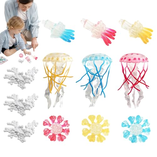 wqibq Quallenfigur,Quallenspielzeugfigur - Wachstumszyklus-Erkundungskit - Realistische Modellfigurenspielzeuge, simulierte Meerestierfigurensammlung für Kinder von wqibq