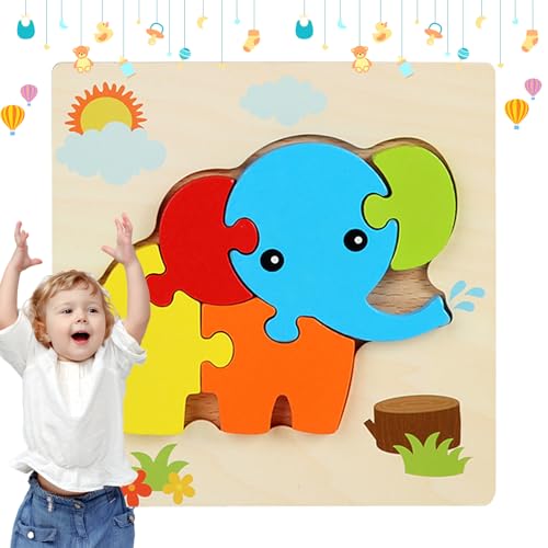 wqibq Tier-Holzpuzzle für Kinder,Holz-Tierpuzzle für Kinder | Lernpuzzle,Kinderpädagogisches Holzpuzzlespielzeug, Früherziehungstierspielzeugpuzzle für von 4 bis 6 Jahren von wqibq