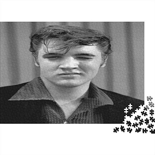 Elvis Presley 1000 Stück Puzzles Für Erwachsene Teenager Stress Abbauen Familien-Puzzlespiel 1000-teiliges Puzzle Rock 'n' Roll Musik Kinder Lernspiel Spielzeug Geschenk 1000pcs (75x50cm) von wrtgerht