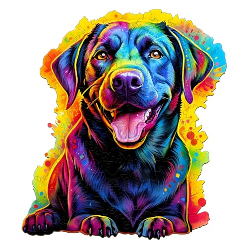 Holzpuzzle Erwachsene, Schwarzer Labrador Holzpuzzle, Einzigartig Hund Puzzle, Schöne Geschenkverpackung, Erwachsene Kinder Familie Spiel Geburtstagsgeschenk (L-34.5 * 30.7cm-260 Stücks) von wudhank