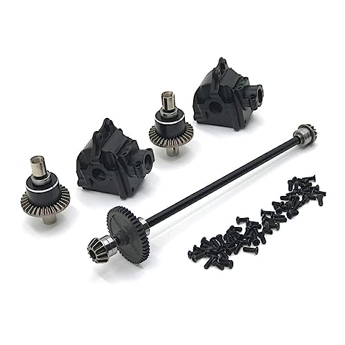 wueiooskj 1/14 RC Auto Getriebe Upgrade Metall Differentialgetriebe Reparatursatz Ersatz für WLtoys 144010 144001 144002, Schwarz von wueiooskj