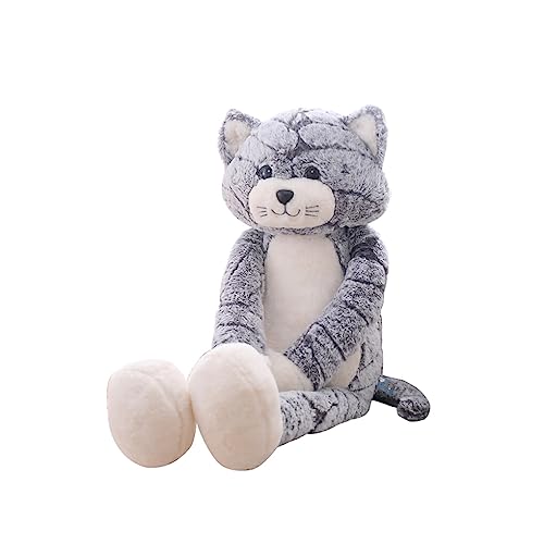 wueiooskj Süßes Plüschtier, ausgestopfte Katzenpuppe, weiche schlafende Kinder, lebensechte Dekoration, Schwarz, Grau, 50cm von wueiooskj