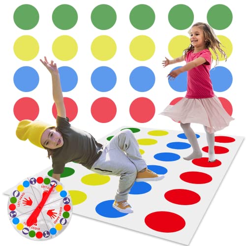 WUGU Twister Spiel für Kinder & Erwachsen, Kindergeburtstag Spiele Ab 6 Jahre, Twisting Spielmatte, Gartenspiele, Partyspiele, Familienspiel, Lustiges Spiel Für Drinnen Und Draußen von WUGU