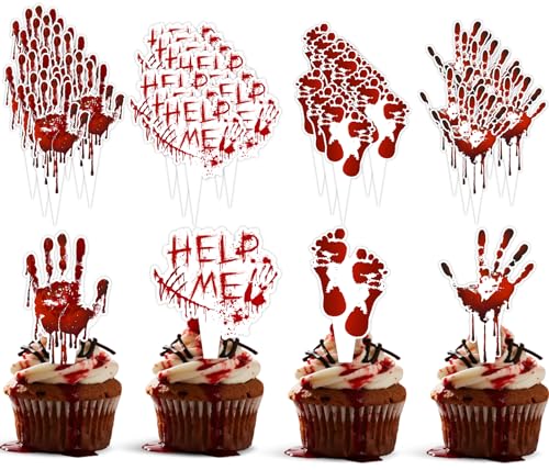 36 Stück Halloween Dessert Cupcake Topper Pick für Horror Blutmesser Cupcake Picks Killer Geburtstag Kuchen Dekorationen von wuhuzsm