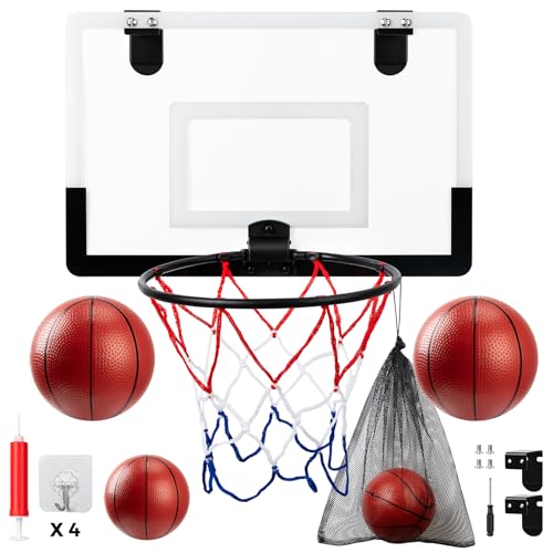 Mini Basketballkorb Set für Kinder – Komplettset mit Rückwand, 4 Bällen, Pumpe, Schaumstoffpads & Haken – Vielseitige Wand- und Türmontage für Innen und Außenbereich, Geschenk für Kinder Erwachsene Mini Basketballkorb Set für Kinder – Komplettset mit Rückwand, 4 Bällen, Pumpe, Schaumstoffpads & Haken – Vielseitige Wand- und Türmontage für Innen und Außenbereich, Geschenk für Kinder Erwachsene von wulwun