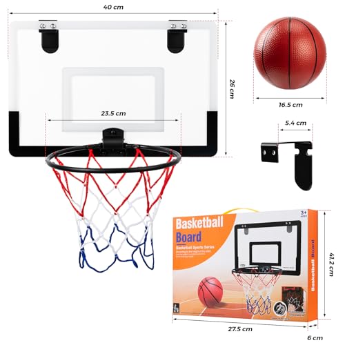 wulwun Mini Basketballkorb Indoor für Kinder, Basketball Korb Set mit 4 Bällen, Elektronischem Zähler, Soundeffekten, Über Tür & Wand Montierbar Basketballkorb, Outdoor-Spielzeug Jungen Mädchen 3+ von wulwun