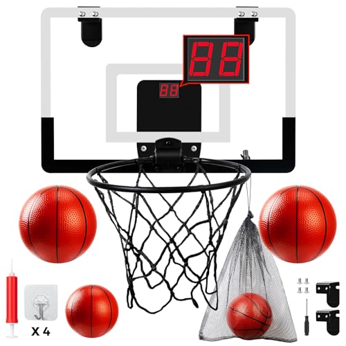 wulwun Mini Basketballkorb Indoor für Kinder, Basketball Korb Set mit 4 Bällen, Elektronischem Zähler, Soundeffekten, Über Tür & Wand Montierbar Basketballkorb, Outdoor-Spielzeug Jungen Mädchen 3+ wulwun Mini Basketballkorb Indoor für Kinder, Basketball Korb Set mit 4 Bällen, Elektronischem Zähler, Soundeffekten, Über Tür & Wand Montierbar Basketballkorb, Outdoor-Spielzeug Jungen Mädchen 3+ von wulwun