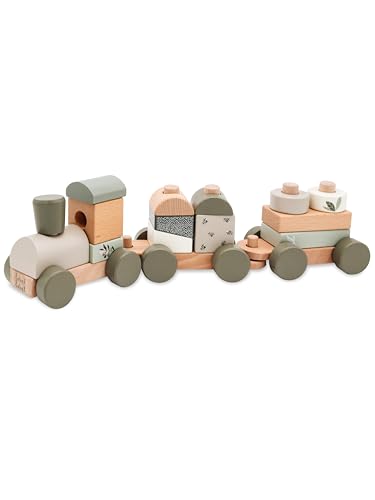 wunderwunsch® - Personalisierte Holz Eisenbahn Kinder - Geburtstagszug - Zug Baby Eisenbahn - Holzzug Personalisierte Geschenke Baby Spielzeug 1 Jahr (grün, 41 x 5 x 11 cm) von wunderwunsch