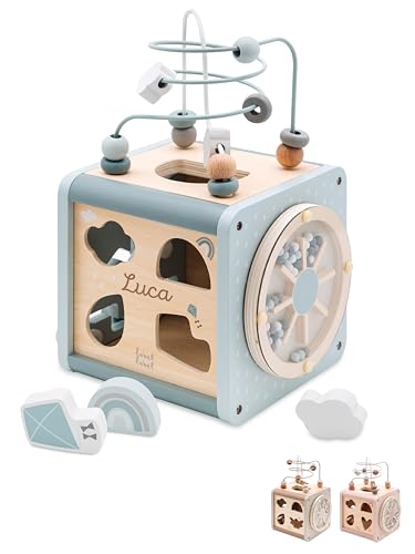 wunderwunsch - Personalisierter Motorikwürfel Holz - Montessori Würfel - Baby Motorikspielzeug ab 1 Jahr - Kinderspielzeug 18 Monate von wunderwunsch