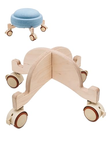 wunderwunsch Abenteuerroller für Stapelsteine® als Motorikspiel aus der Stapelwelt zum Rollen mit Feststeller rutschfest aus Holz als ideales Zubehör zum Spielen von wunderwunsch