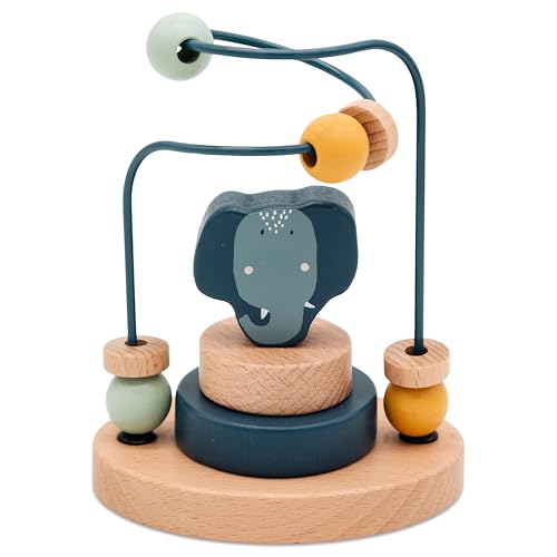 wunderwunsch Trixie Motorikschleife als Baby Geschenk, Geschenke zur Geburt, Babyspielzeug, Personalisierte Geburtstagsgeschenke, Montessori Spielzeug mit Personalierung (Elefant, ohne Name) von wunderwunsch