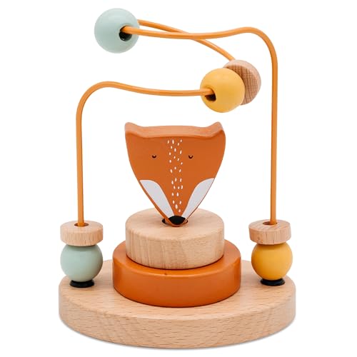 wunderwunsch Trixie Motorikschleife als Baby Geschenk, Geschenke zur Geburt, Babyspielzeug, Personalisierte Geburtstagsgeschenke, Montessori Spielzeug mit Personalierung (Fuchs, ohne Name) von wunderwunsch