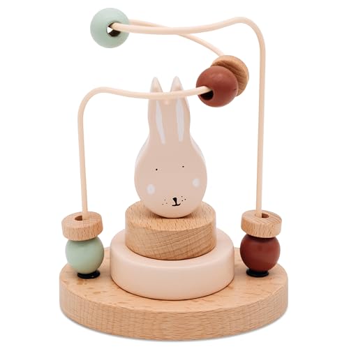 wunderwunsch Trixie Motorikschleife als Baby Geschenk, Geschenke zur Geburt, Babyspielzeug, Personalisierte Geburtstagsgeschenke, Montessori Spielzeug mit Personalierung (Hase, ohne Name) von wunderwunsch