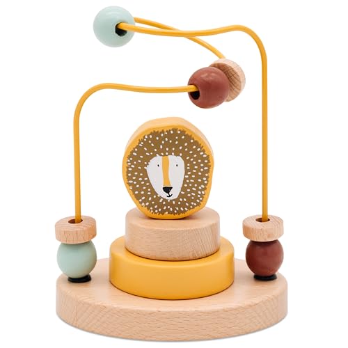 wunderwunsch Trixie Motorikschleife als Baby Geschenk, Geschenke zur Geburt, Babyspielzeug, Personalisierte Geburtstagsgeschenke, Montessori Spielzeug mit Personalierung (Löwe, ohne Name) von wunderwunsch