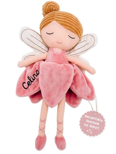 wunderwunsch personalisierte Fee als Taufgeschenk Mädchen, Fairy, Geschenk Geburt, Puppe, Baby, 1. Geburtstag Girly, Kuscheltier individualisiert (Blonde Haare) von wunderwunsch