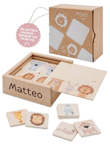 wunderwunsch smallfoot Memo Spiel, Montessori personalisiert Spielzeug, Lernspielzeug, für Kinder, Kleinkind und Schüler als Geschenk Kids zum Lernen, individualisiert (mit Name) von wunderwunsch