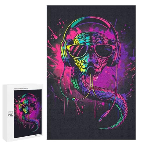 Puzzle Schlange mit Sonnenbrille 1000 Teile für Erwachsene und Kinder ab 12 Jahren 75 x 50 cm von wuxiyueyue