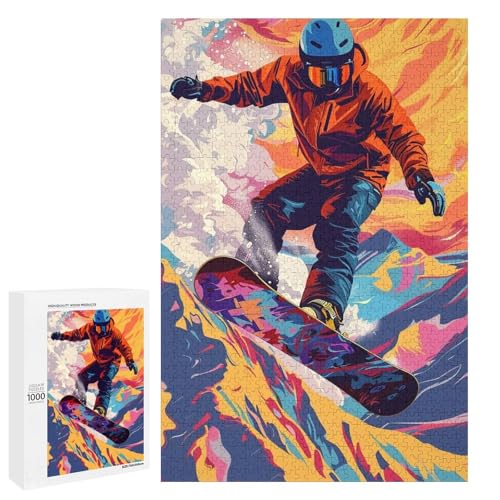 Snowboard Puzzle 1000 Teile für Erwachsene lustige Familienpuzzles für Erwachsene Teenager Kinder unmögliche Spiele Geschenkspielzeug Heimdekoration 75 x 50 cm von wuxiyueyue