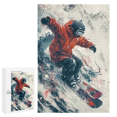 Snowboard Puzzle 1000 Teile für Erwachsene lustige Familienpuzzles für Erwachsene Teenager Kinder unmögliche Spiele Geschenkspielzeug Heimdekoration 75 x 50 cm von wuxiyueyue