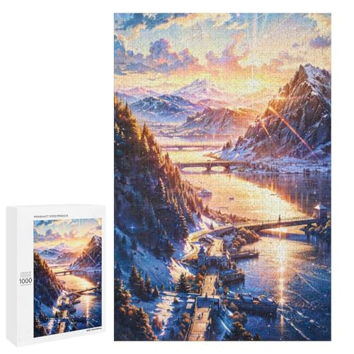 Snowy Mountain 1000 teiliges Puzzle für Erwachsene und Kinder ab 12 Jahren 75 x 50 cm von wuxiyueyue