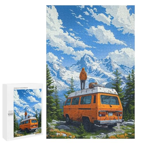 Snowy Mountain Van Puzzles für Erwachsene 1000 Unmögliches Puzzle für Erwachsene Lernspiele. Anspruchsvolle Puzzles Puzzlespiel für das Ganze als Geschenk für Männer 75x50cm von wuxiyueyue