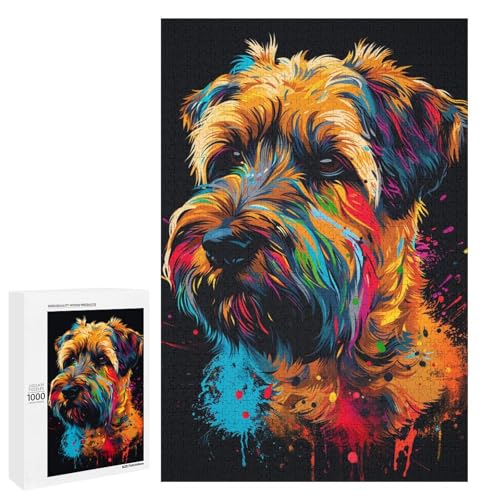 Soft Coated Wheaten Terrier Hunde Puzzle 1000 Teile für Erwachsene lustige Familienpuzzles für Erwachsene Teenager Kinder unmögliche Spiele Geschenkspielzeug Heimdekoration 75 x 50 cm von wuxiyueyue