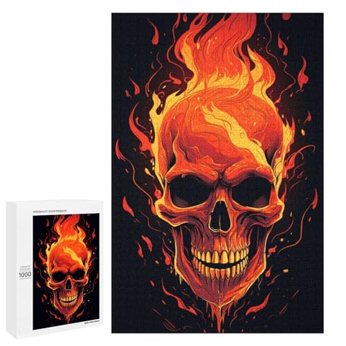 Totenkopf aus Feuer 1000 teiliges Puzzle für Erwachsene und Kinder ab 12 Jahren 75 x 50 cm von wuxiyueyue