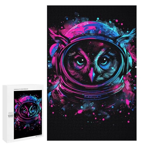 Weltraum Astronauten Eule 1000 teiliges Puzzle für Erwachsene Puzzles Geschenke für Teenager Entspannungsspiele Denksportaufgabe 75 x 50 cm von wuxiyueyue