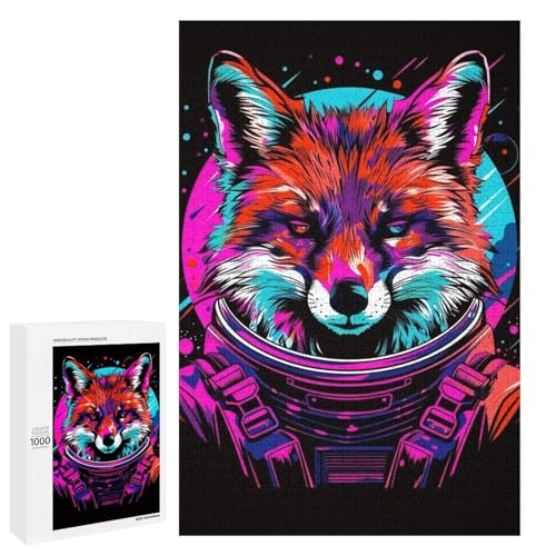 Weltraum Astronauten Fuchs Puzzles für Erwachsene 1000 Unmögliches Puzzle für Erwachsene Lernspiele. Anspruchsvolle Puzzles Puzzlespiel für das Ganze als Geschenk für Männer 75 x 50 cm von wuxiyueyue
