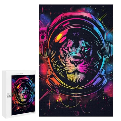 Weltraum Astronauten Löwe 1000 teiliges Puzzle für Erwachsene und Kinder ab 12 Jahren 75 x 50 cm von wuxiyueyue