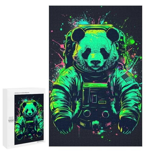 Weltraum Astronauten Panda Puzzles für Erwachsene 1000 Unmögliches Puzzle für Erwachsene Lernspiele. Anspruchsvolle Puzzles Puzzlespiel für das Ganze als Geschenk für Männer 75 x 50 cm von wuxiyueyue