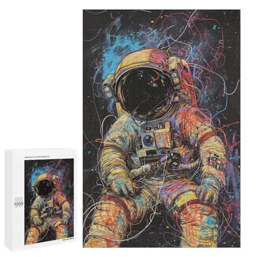 Weltraum Astronauten Puzzle 1000 Teile für Erwachsene lustige Familienpuzzles für Erwachsene Teenager Kinder unmögliche Spiele Geschenkspielzeug Heimdekoration 75 x 50 cm von wuxiyueyue