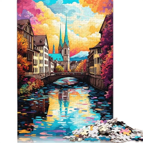 1000-teiliges Puzzle „Zürich_Altstadt“ Puzzle für Erwachsene Holzpuzzle anspruchsvolles Spiel 1000 Teile (75 x 50 cm) von wuzihanptpt
