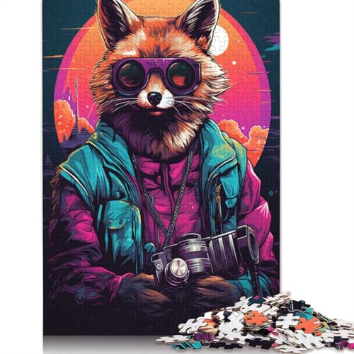 1000-teiliges Puzzle Lernspiele Fuchs-Boss mit Sonnenbrille Puzzle Holzpuzzle Familienunterhaltungsspielzeug 1000 Teile (75 x 50 cm) von wuzihanptpt