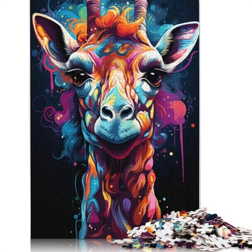 1000-teiliges Puzzle Lernspiele Malen Farbe Giraffe Puzzle Holzpuzzle Familienunterhaltungsspielzeug 1000 Teile (75 x 50 cm) von wuzihanptpt