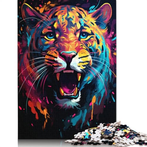 1000-teiliges Puzzle Lernspiele Malen buntes Leoparden-Puzzle Papierpuzzle Familienunterhaltungsspielzeug 1000 Teile (38 x 26 cm) von wuzihanptpt