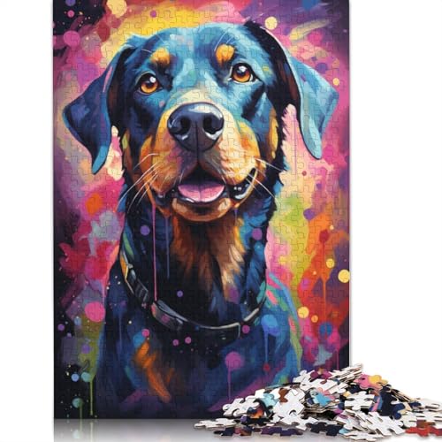 1000-teiliges Puzzle Lernspiele Regenbogenwelpe buntes Puzzle aus Papier Familienunterhaltungsspielzeug 1000 Teile (38 x 26 cm) von wuzihanptpt