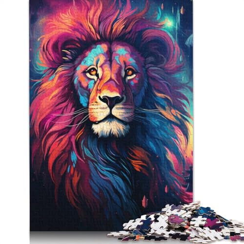 1000-teiliges Puzzle Lernspiele Sternennachtszene Löwen-Puzzle Holzpuzzle Familienunterhaltungsspielzeug 1000 Teile (75 x 50 cm) von wuzihanptpt