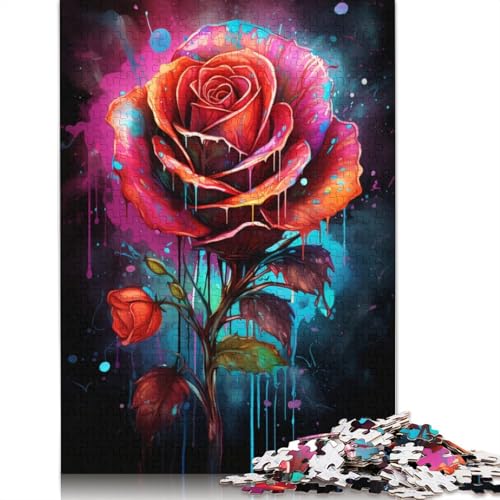 1000-teiliges Puzzle Lernspiele blutiges Gemälde Rosen-Puzzle Papierpuzzle Familienunterhaltungsspielzeug 1000 Teile (38 x 26 cm) von wuzihanptpt