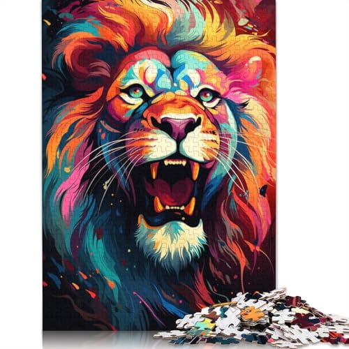1000-teiliges Puzzle Lernspiele wildes buntes Löwen-Puzzle aus Papier Familienunterhaltungsspielzeug 1000 Teile (38 x 26 cm) von wuzihanptpt